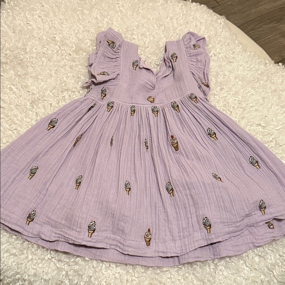 Pink Chicken girls 2T Purple Ruffle Dress with Ice Cream Embroidery - Picture 4 of 4